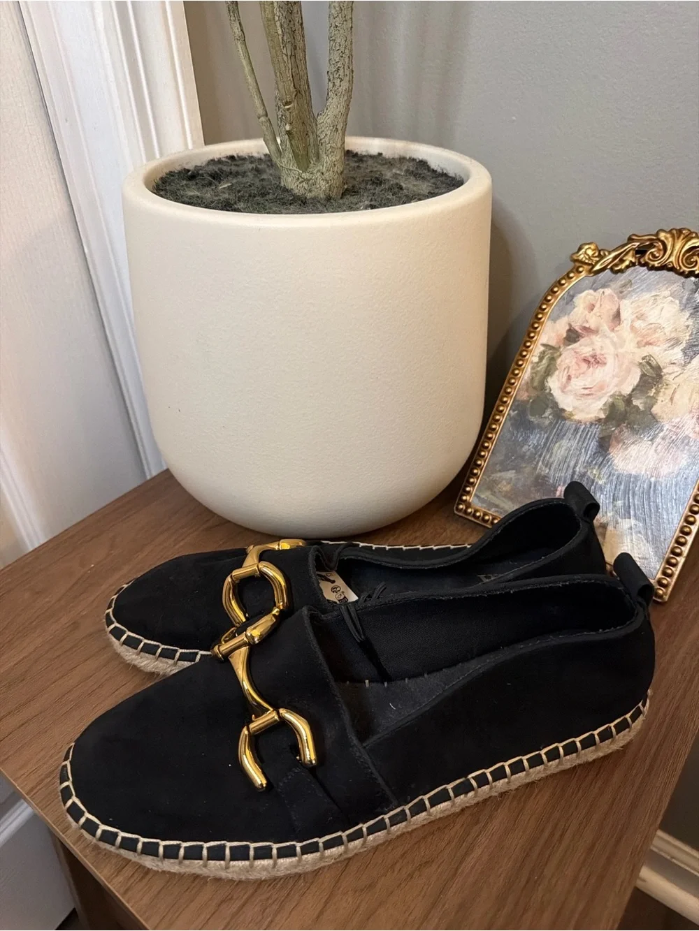 ZARA Black Horsebit Espadrille Loafers EU 40 US 9 Quiet Luxury Preppy Chic